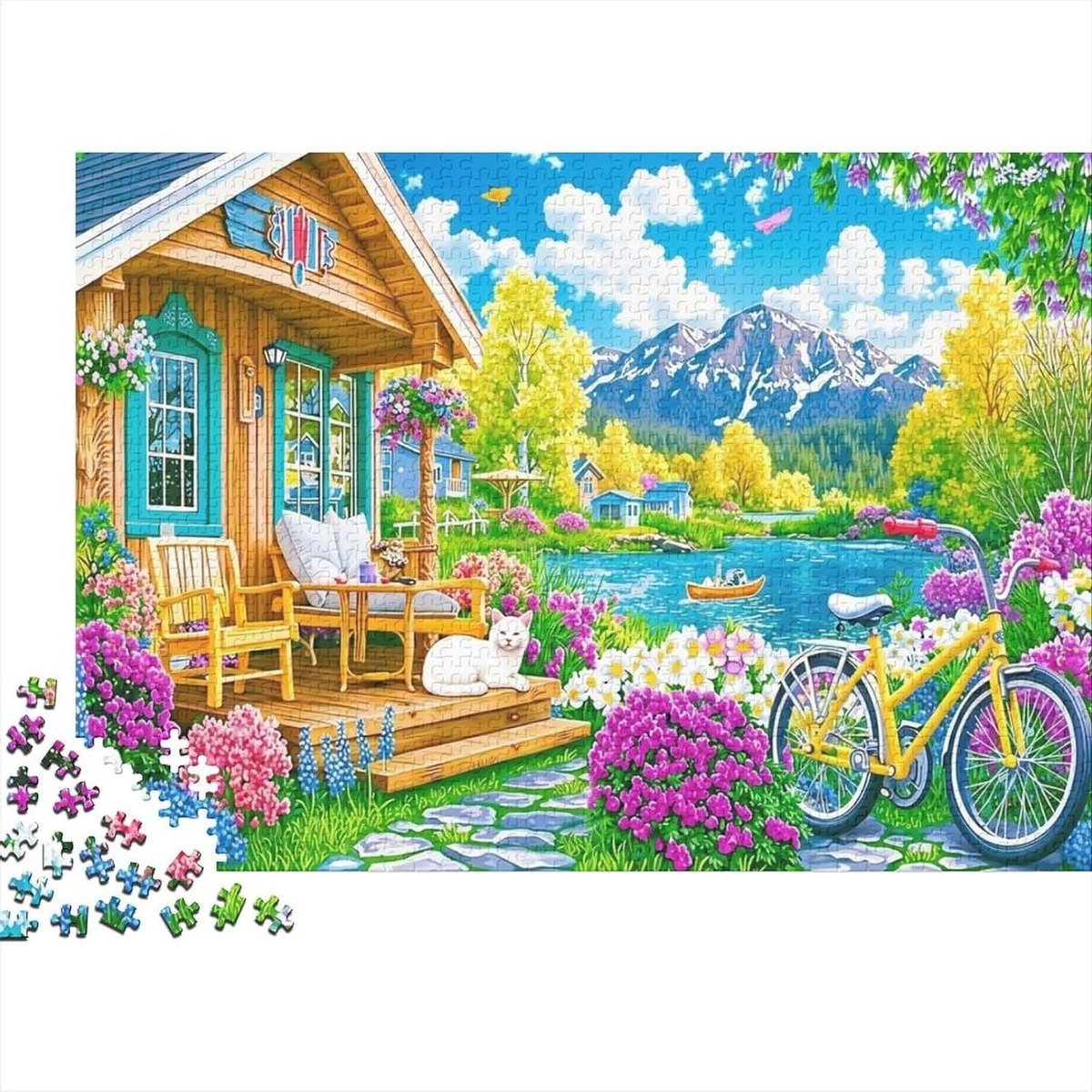 Tuinhuis Puzzel - Denkspel Wanddecoratie - Ontspanning Thuis - Gerecycled Materiaal - 52 x 38 cm - Stijl