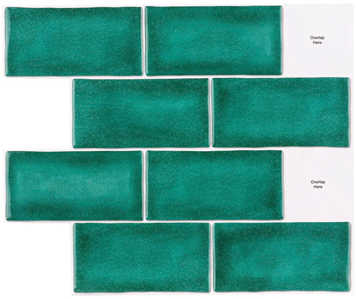 Groen zelfklevend tegelbehang 30 x 25 cm mozaïekstijl muursticker waterdichte decoratieve folie geschikt voor badkamer- en keukentegels
