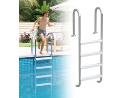ZMR® Zwembadtrap - Zwembad Trap - Inbouwzwembad - Zilver - 157cm x 54cm x 27cm