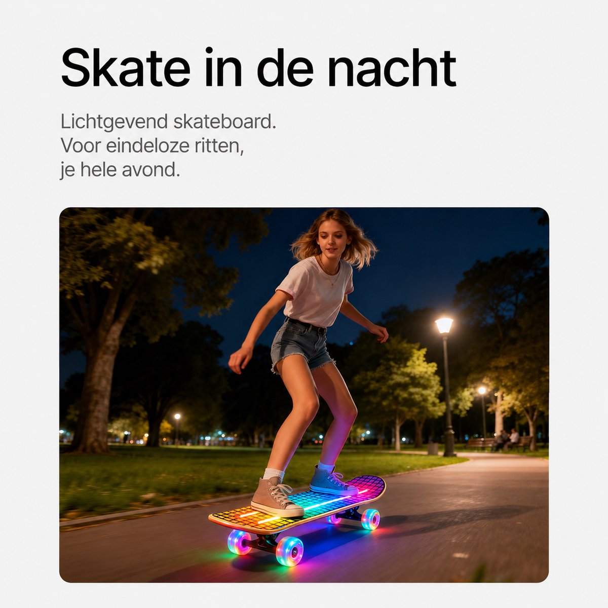Suotu Skateboard met LED Lichtgevend Dek & Wielen - 80x20cm - ABEC-9 - 95A - Schokabsorptie - Jongens - Meisjes - Volwassenen Skateboards - Gekleurde pijlen — afbeelding 8