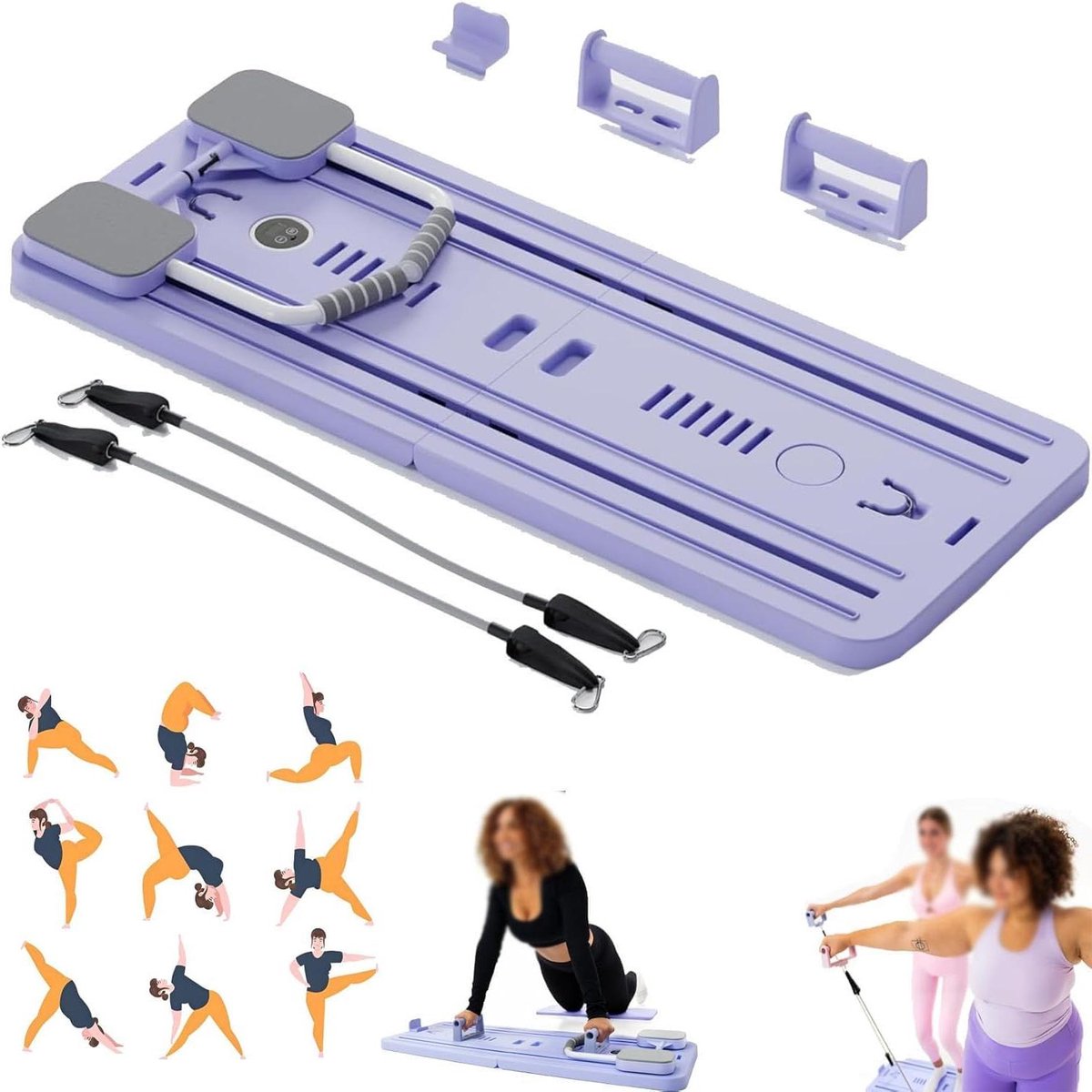 Pilates Board - Hervormer Set - Thuis Training - Opvouwbaar Ontwerp - 106 cm - Paars