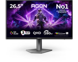 AOC AGON PRO AG276QZD2 - QHD OLED Gaming Monitor - 280Hz - Esports Base - HDMI 2.1 - USB-hub - 27 inch