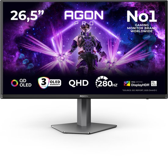 AOC AGON PRO AG276QZD2 27″ QHD QD-OLED Gaming Monitor 280Hz 0,03ms HDMI 2.1 USB Esports Display