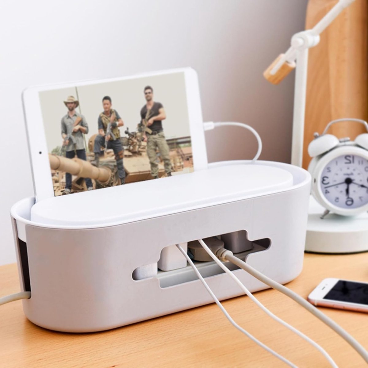 Grote Opbergdoos voor Kabels, Organisator voor Snoeren, Kabelbeheer en Desktop Opslag, Ideaal voor Verlengsnoeren en Elektronische Accessoires