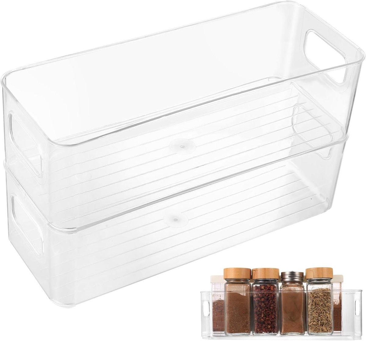 Set van 2 Koelkast Organizer Dozen, Transparante Stapelbare Opbergdozen voor Groenten en Voeding, Ideaal voor Keuken en Pantry Opslag
