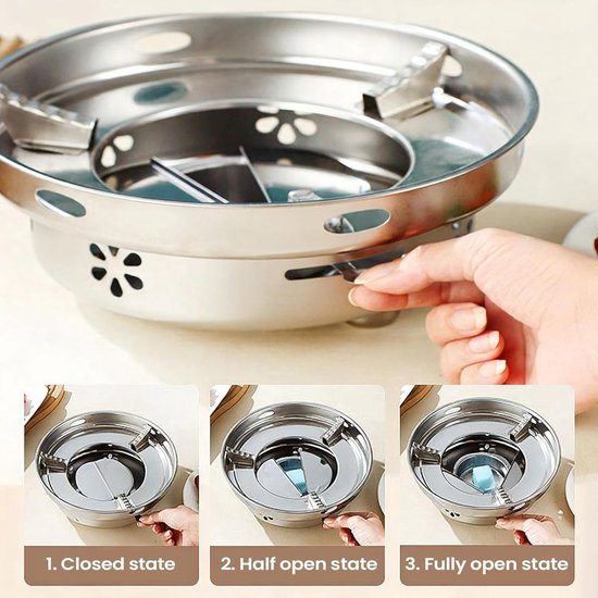 Campingset Kookpan - Spiritus Kookset - Outdoor Koken - Verstelbaar Gebruiksvoorwerpen - 24 cm - Zilver — afbeelding 3