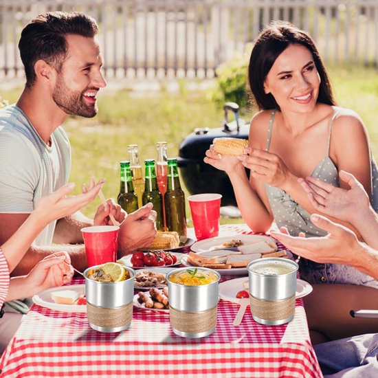 RVS Bekers met Houten Deksel, Set van 4, 300 ml, Herbruikbare Camping- en Reisbekers, Lichtgewicht en Stapelbaar voor Feestjes en Koffie — afbeelding 3
