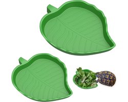 2 Stuks Bladvormige Waterbak voor Reptielen, Voederbak voor Schildpadden en Hagedissen, Ideaal voor Kleine Slangen en Habitat Accessoires, 2 Maten Beschikbaar