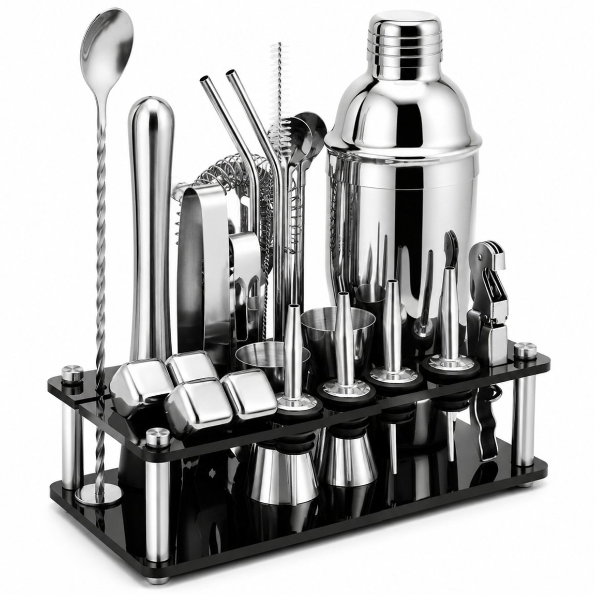 BOTC Cocktail Shaker Set - 23 Delig - Cocktailset - Cocktail Shaker - Cadeauverpakking - RVS