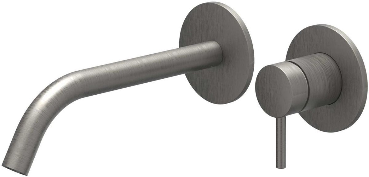 IVY Bond Wastafelkraan Afbouwdeel - 2-Gats Wandmontage - Gebogen Uitloop - Geborsteld Metal Black PVD