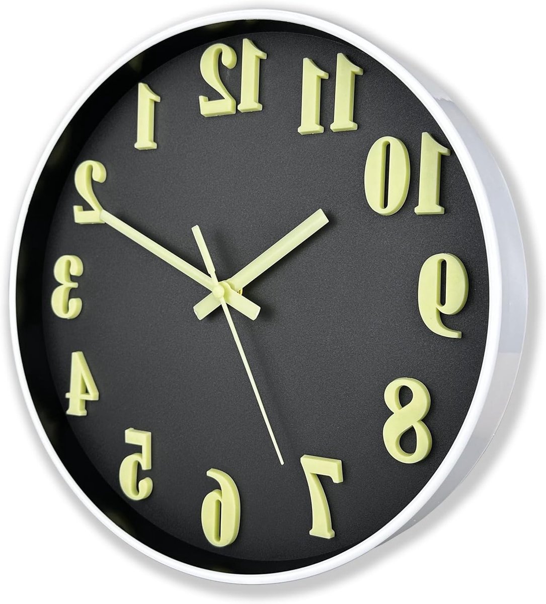 Stille Wandklok met 3D Lettertype en Nachtverlichting - Decoratieve Houten Klok voor Keuken, Slaapkamers en Woonkamers, Batterij-Aangedreven en Landelijke Stijl