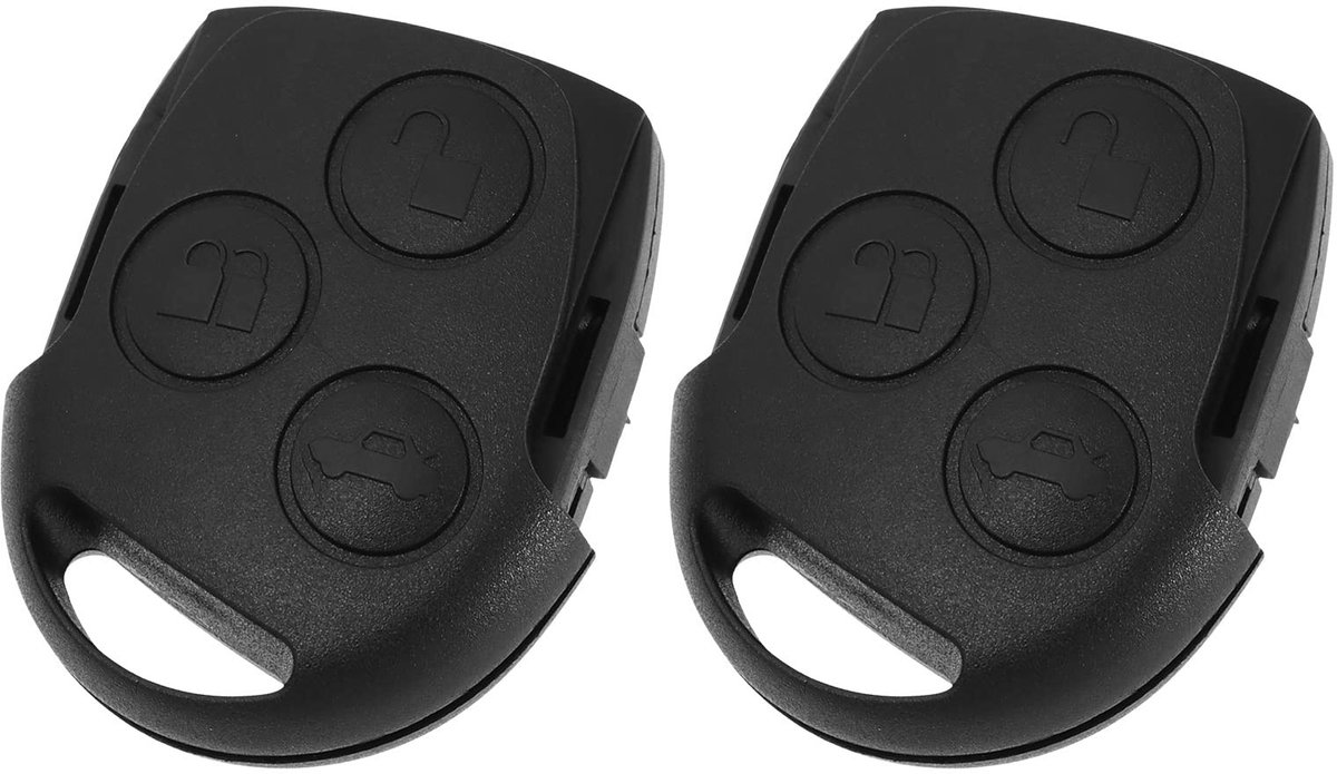 Dailygoody - Afstandsbediening Sleutelhanger - Vervanging - Zwart - 3 Knoppen - Compatibel met Ford - 2 Stuks