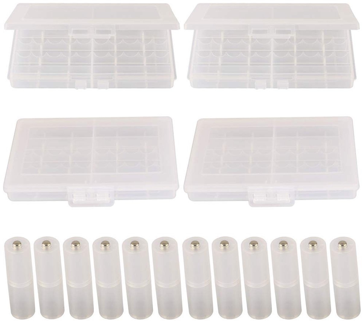 Store_7 - Batterij opslag case - 4 stuks AA/AAA - Bescherming tegen stof en kortsluiting - Plastic batterijhouder - Inclusief adapters - Geschikt v...