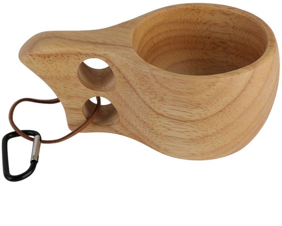 Allecto - Handgemaakte Finse Kuksa - Dubbele Gat Koffiemok - Bruin - Gepersonaliseerd - Ideaal voor Buiten Drinken - Ergonomisch Design van Merkloos — afbeelding 3