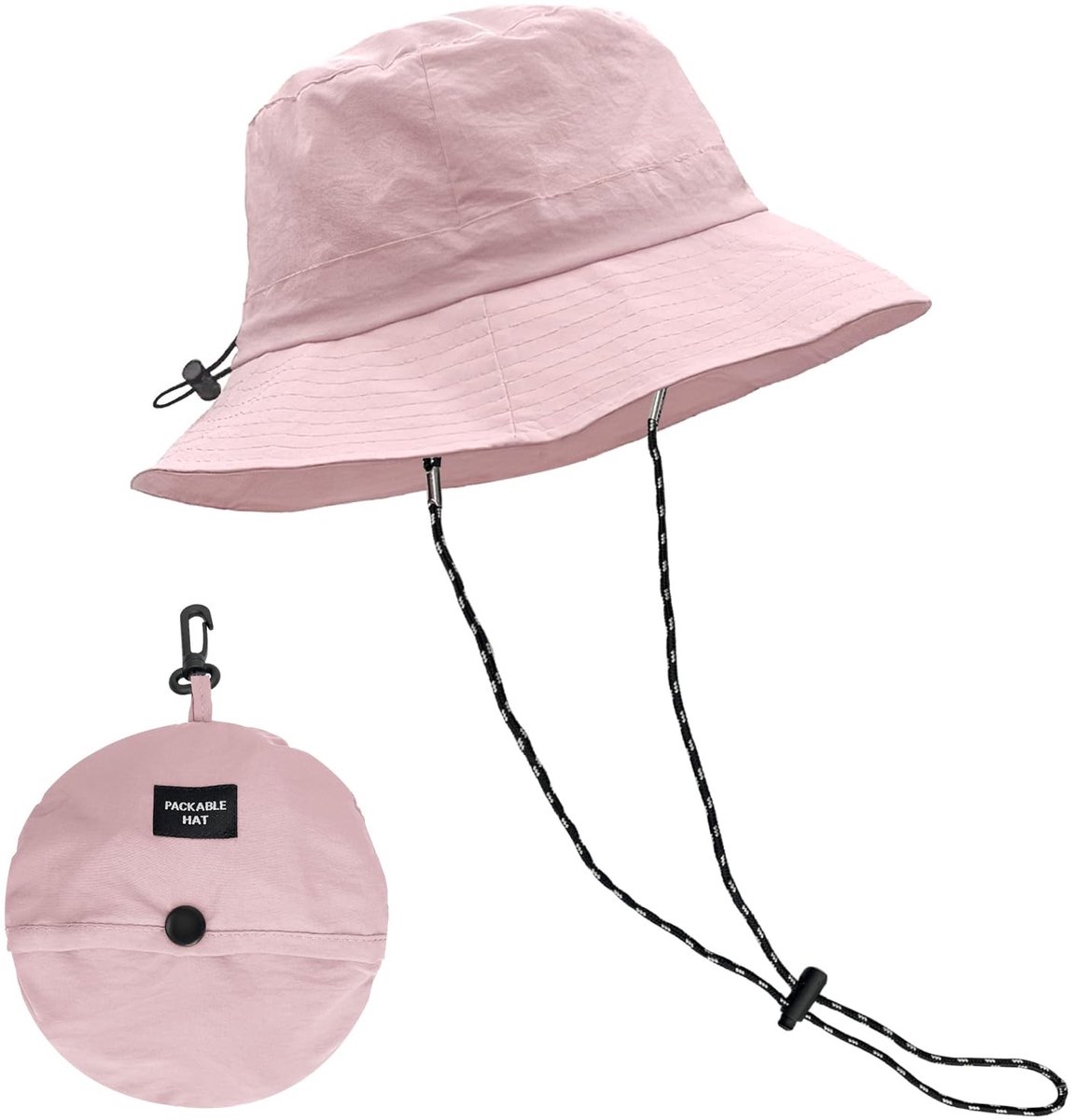 Dailygoody - Emmerhoed - Waterdichte zonbescherming - Roze - Trekkoord - Lichtgewicht en comfortabel - Geschikt voor dames en heren - Perfect voor zom...