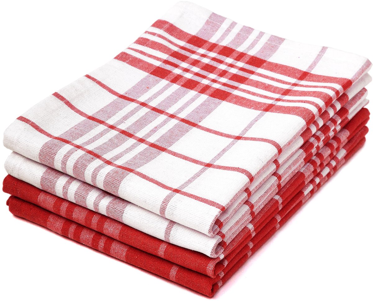 Allecto - Keukenhanddoeken - Absorberend - Multifunctioneel - Rood - Vaatdoekens - Ideaal voor Afwassen - Huishoudens - 70x45 cm