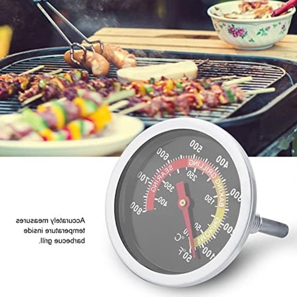 BBQ Thermometer van RVS met Temperatuurbereik van 10 tot 425°C voor Grill, Barbecue en Oven