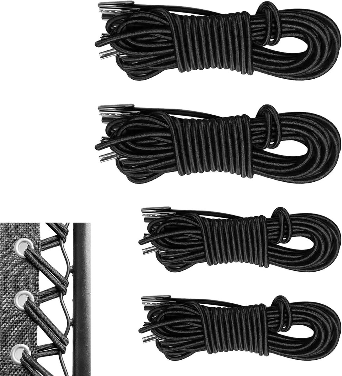 Set van 4 Vervangende Touwen voor Ligstoelen, Elastische Cords voor Opvouwbare Stoelen, Anti-Zwaartekracht Stoelen, 2 Lange en 2 Korte Latex Linten, Universele Touwen voor Tuinmeubelen en Relaxstoelen