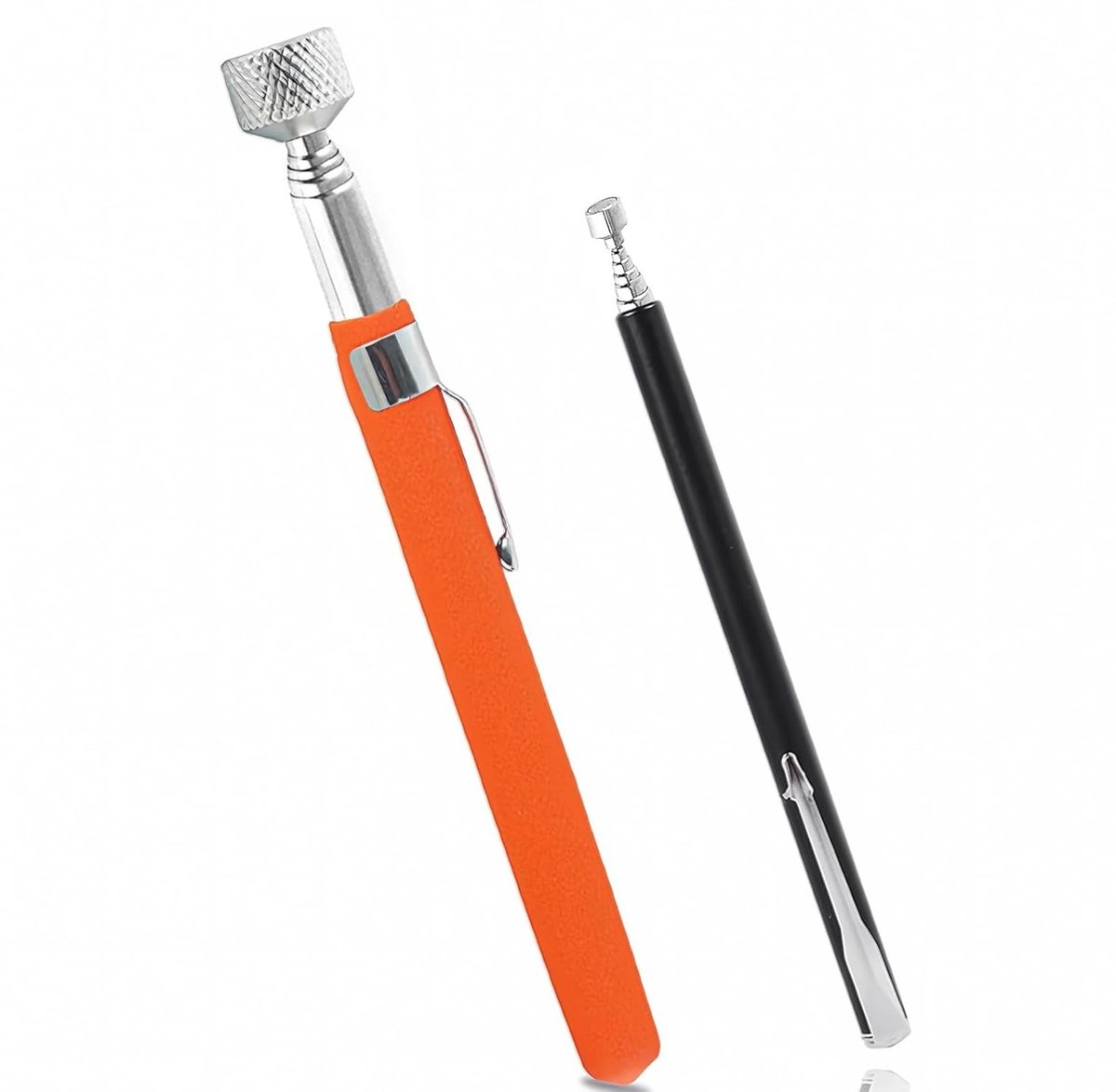 Telescopische magneetstaaf - Uittrekbare pick-up tool - Metalen onderdelen oppakken - Roestvrij staal ontwerp - 2 stuks - Zwart oranje