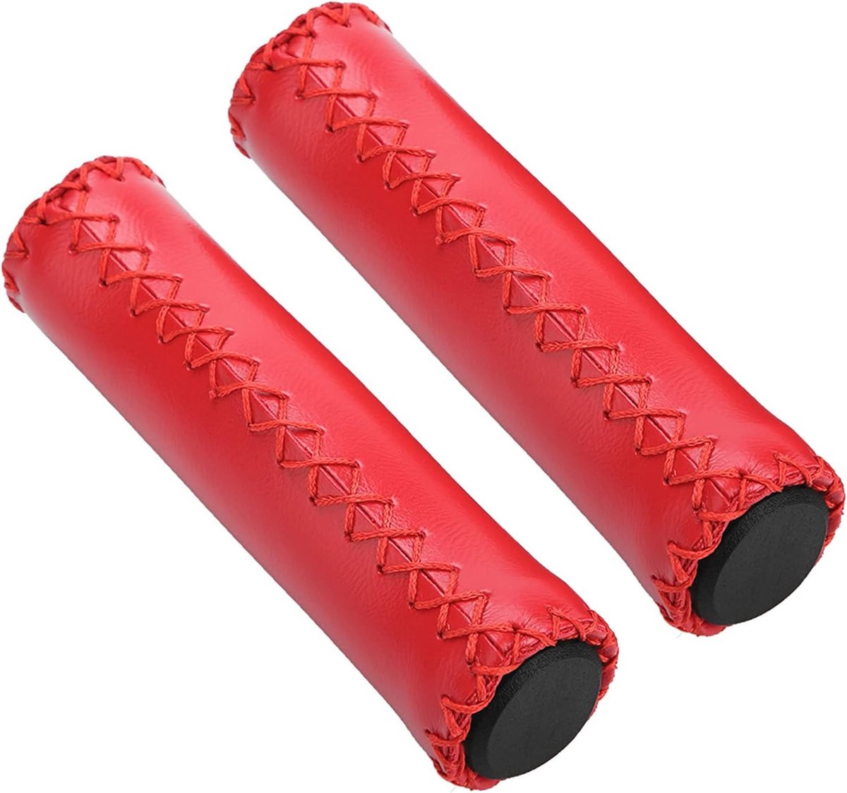 Handgestikte Fietshandvatten van PU-spons in Bruin - Comfortabele en Duurzame Fietsaccessoires voor Verbeterde Grip en Stijl