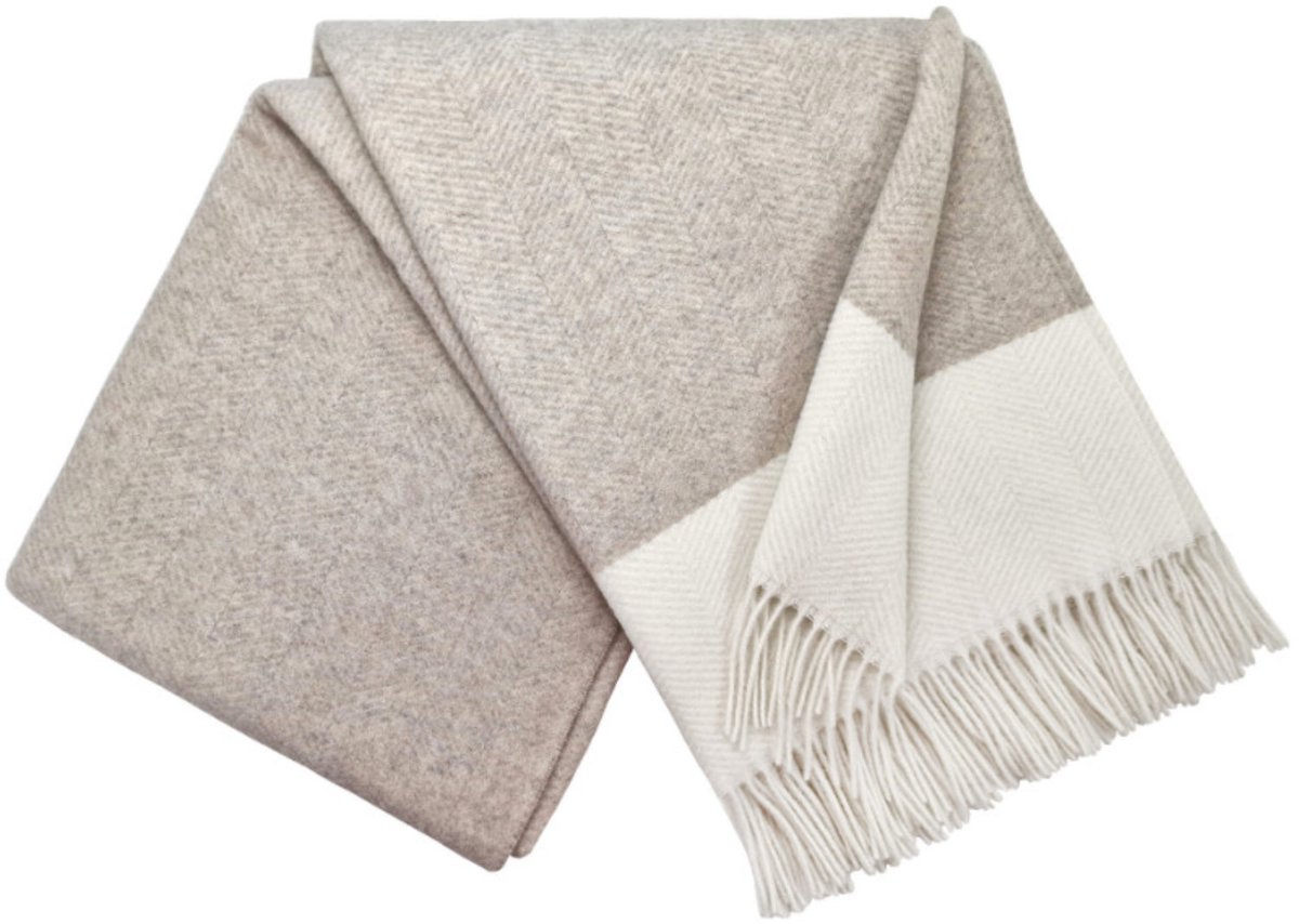 Luxe Wollen Plaid - VILNIUS (Merino - Kasjmier) - Beige (140x200cm)