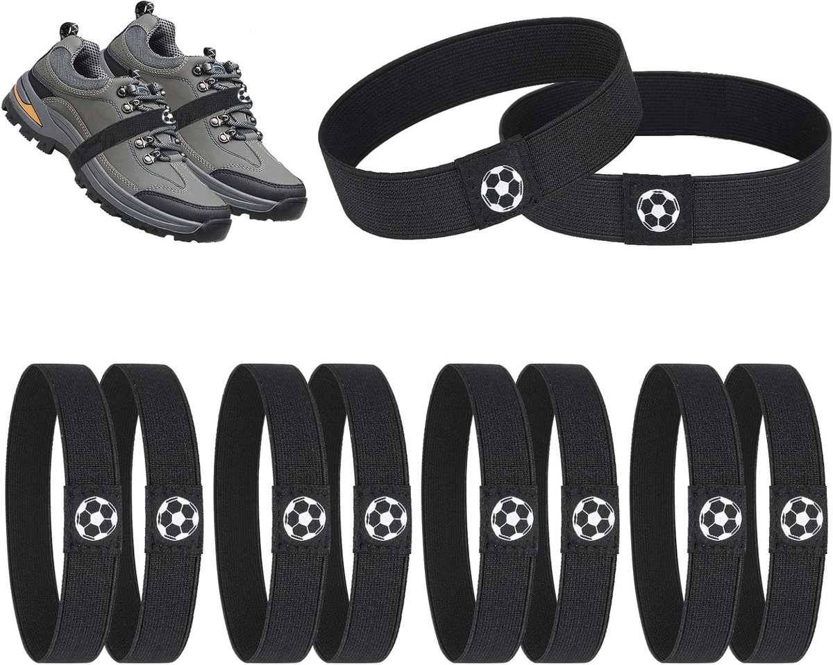 Set van 10 zwarte veters met verstelbare elastische fixatiebanden voor sport- en vrijetijdsschoenen, anti-los en stevig