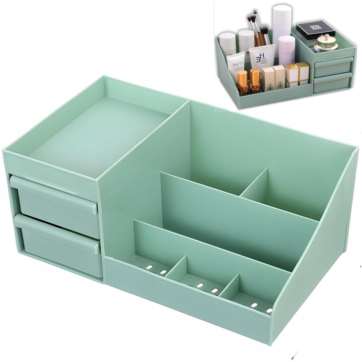 Dailygoody - Make-up Organizer - Cosmetica Opbergdoos met 2 Laden voor Lipstick, Oogschaduw en Accessoires