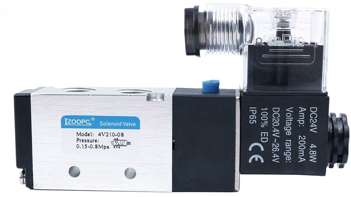 Dailygoody - Solenoid Ventiel - Pneumatisch - 2 positie 5 weg - DC24V - 4V210-08 - Betrouwbare werking - Geschikt voor diverse toepassingen - PT1