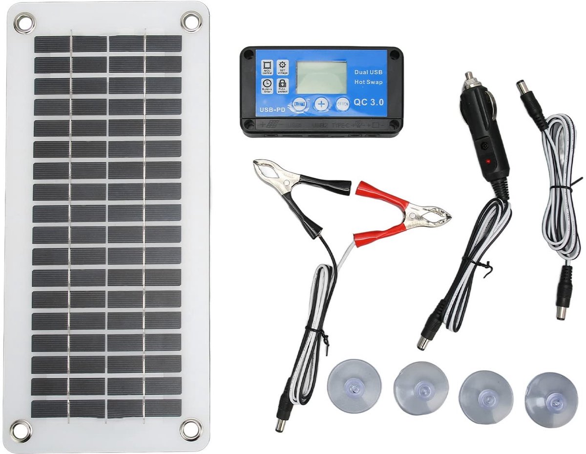 Dailygoody - 12V Zonnepanelen Kit - Draagbaar Zonnepaneel - Ideaal voor RV en Boot - 30W Vermogen - Off Grid Toepassingen - Geschikt voor Huizen en Au..
