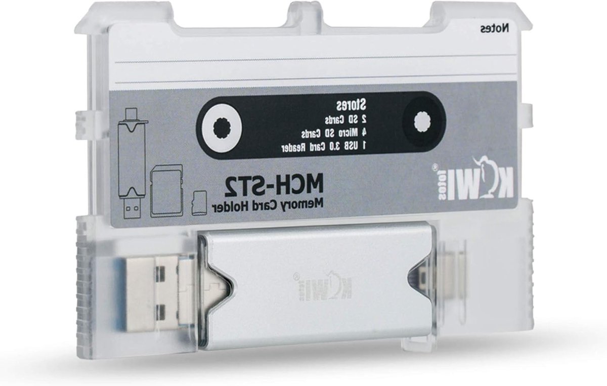 2-in-1 USB 3.0 Kaartlezer en Geheugenkaart Houder voor 2 SD en 4 Micro SD/TF - Compatibel met Telefoons en Tablets, Ondersteunt SD/Micro SD/SDHC/SDXC/MMC - Grijs