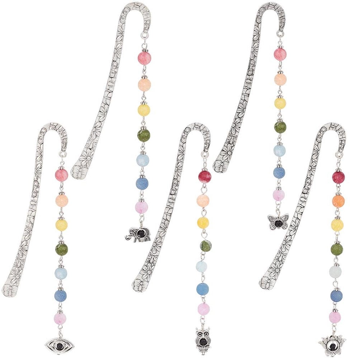 Dailygoody - Bladwijzers - Metalen Bladwijzers - Vintage Design - Chakra Kralen - Boekmarkeringen voor Boekliefhebbers - Geschikt voor Studenten - 5 S.