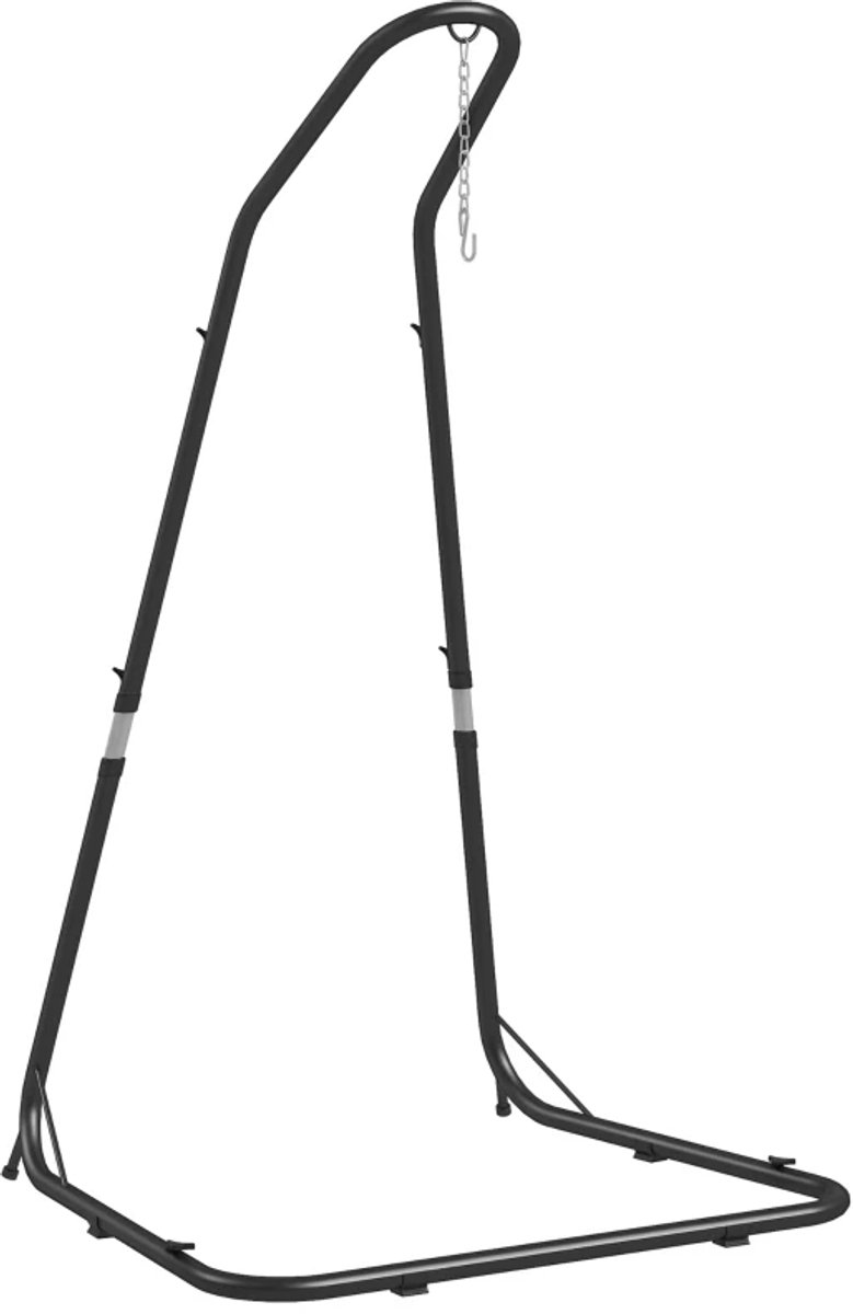 Hangstoel Standaard met Voetstuk - voor Hangstoelen - Zonder Stoel - Hangstoelbeugel - voor Hangschommel, Schommelstoelen, Tuinmeubelen, Egg Chair - tot 150 kg - 133 x 116 x 195/230 cm - Zwart