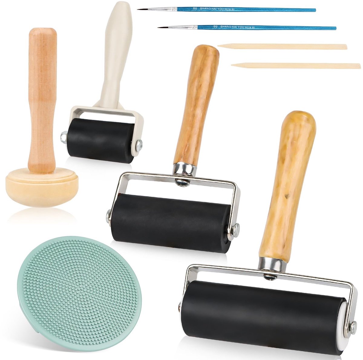 Dailygoody - Rubber Brayer Roller - Stempelen - Duurzaam - 3 Stuks - Ambachten - Flexibiliteit - Geschikt voor Creatieve Projecten