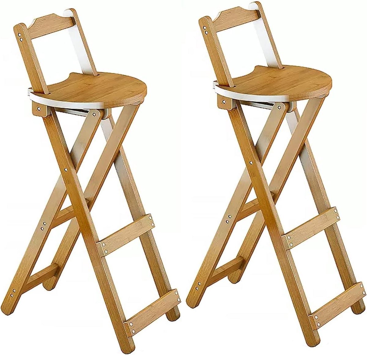 Klapbare barkruk - Houten stoel - Keuken of bar - Met rugleuning - 74cm - Natuurlijk