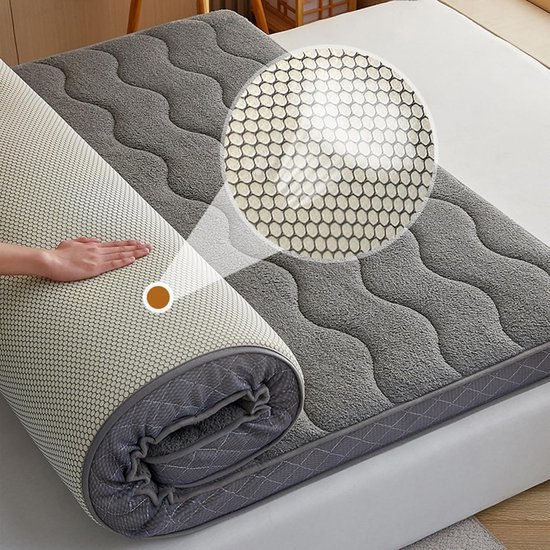 Japanse Futon Matras - Tatami Mat Vloermat - Ruimte Besparen - Dubbele Laag Rand - 100x200 cm - Grijs — afbeelding 3