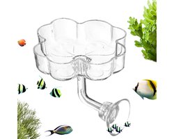 Aquarium Voederbak - Visvoer Bakje - Voeren Garnalen - Bloemvormig Ontwerp - 6x6x4 cm - Transparant