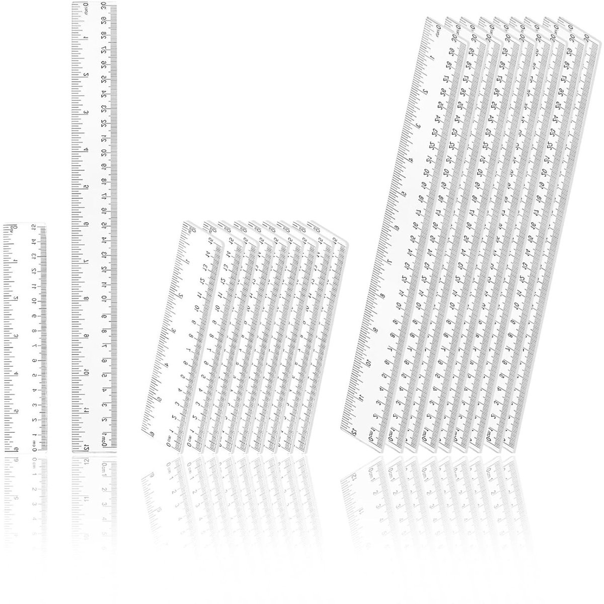 Set van 20 Transparante Linialen van 15 cm en 30 cm - Precisie Meetinstrumenten voor School, Kantoor en Thuis met Metrische en Inch Schaal