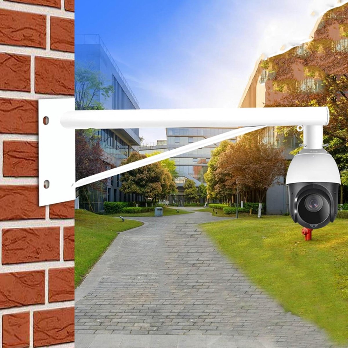 Camera Paalbeugel - Bevestiging Beveiligingscamera - Beveiliging Monteren - Stalen Constructie - Lange Arm - Zwart