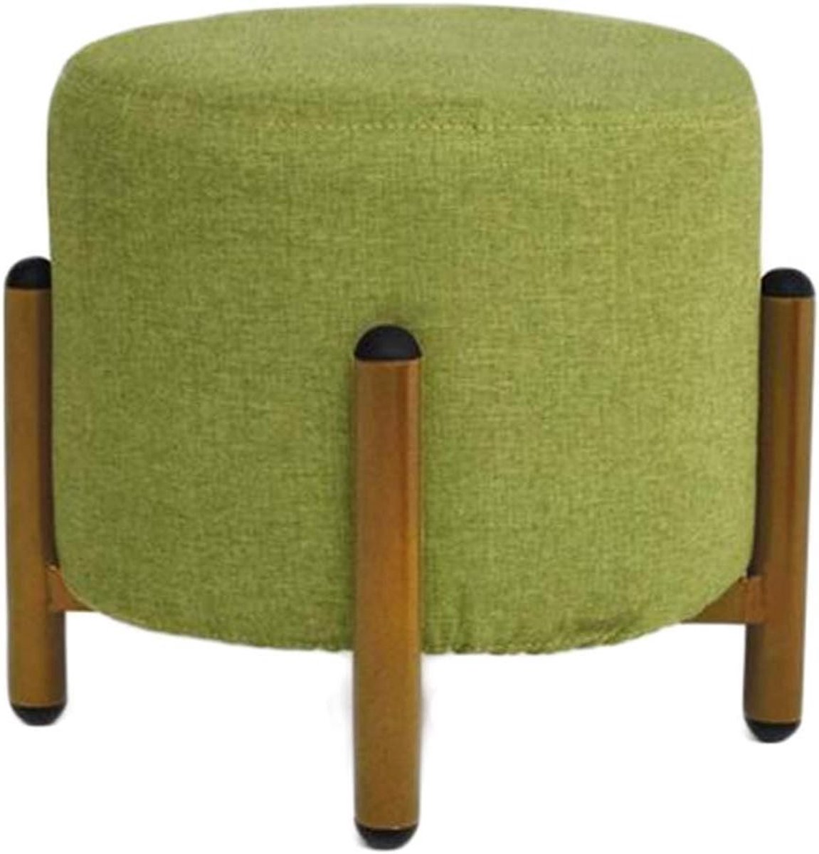 Ronde Voetkruk - Stoffen Krukje - Ontspannen Voeten - Smeedijzeren Frame - 29 x 26 cm - Groen