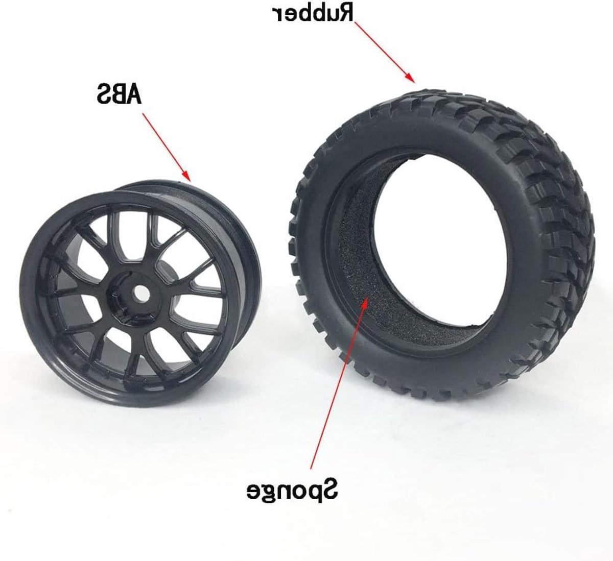 RC Auto Banden - Buggy Banden Wiel - RC Auto Rijden - 12mm Zeskant Hubs - 75mm Diameter - Zwart