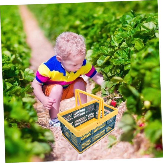 Opvouwbare Opbergmand - Winkelmand Plastic - Boodschappen Doen - Stapelbaar Ontwerp - 20x20x16 cm - Blauw — afbeelding 4