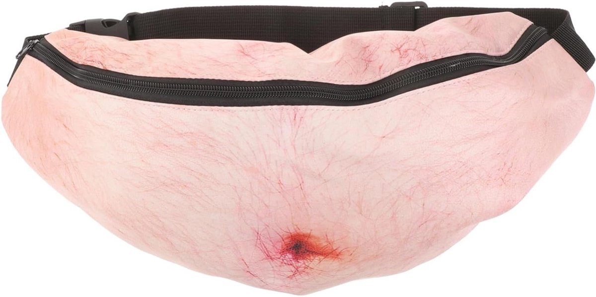 Buiktas - Heuptas Mannen - Geld Opbergen - Grappig Buikpatroon - 40 x 16 cm - Meerkleurig