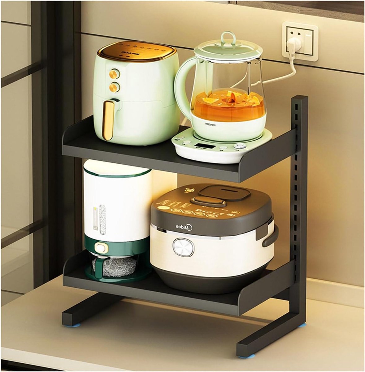 Magnetron Plank - Keuken Organizer - Keuken Opbergen - Verstelbaar Ontwerp - 2 Tier - Zwart