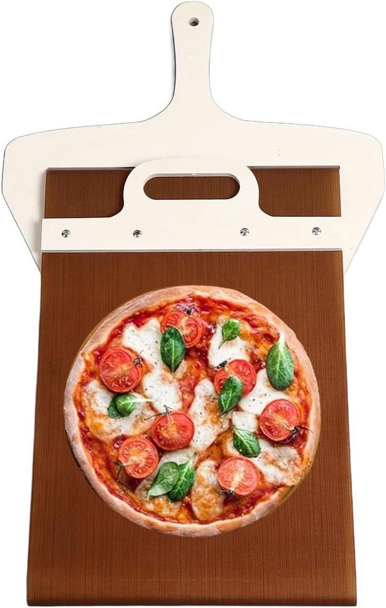 Pizza Schep - Pizzaspade Hout - Oven Gebruik - Innovatief Schuifmechanisme - 50x30cm - Houtkleur