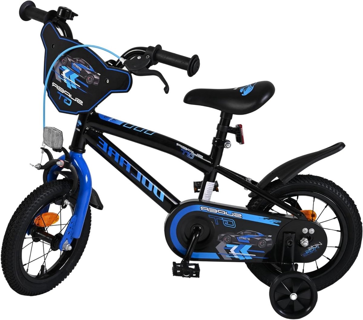 Kinderfiets 12 inch Loopfiets Leren fietsen Dubbele rem 3-5 jaar Blauw zwart