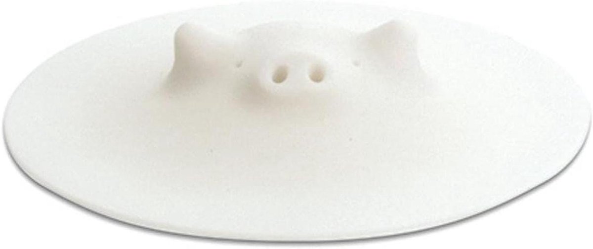 Deksel voor pot - Siliconen deksel - Voedsel opwarmen - Varkensneus ventiel - 13.5 cm diameter - Wit