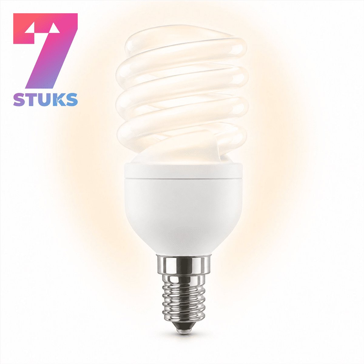 7x Spiraal Spaarlamp E14 - 13W - Daglicht (6400K) - 650 lm - 10 jaar - Niet Dimbaar