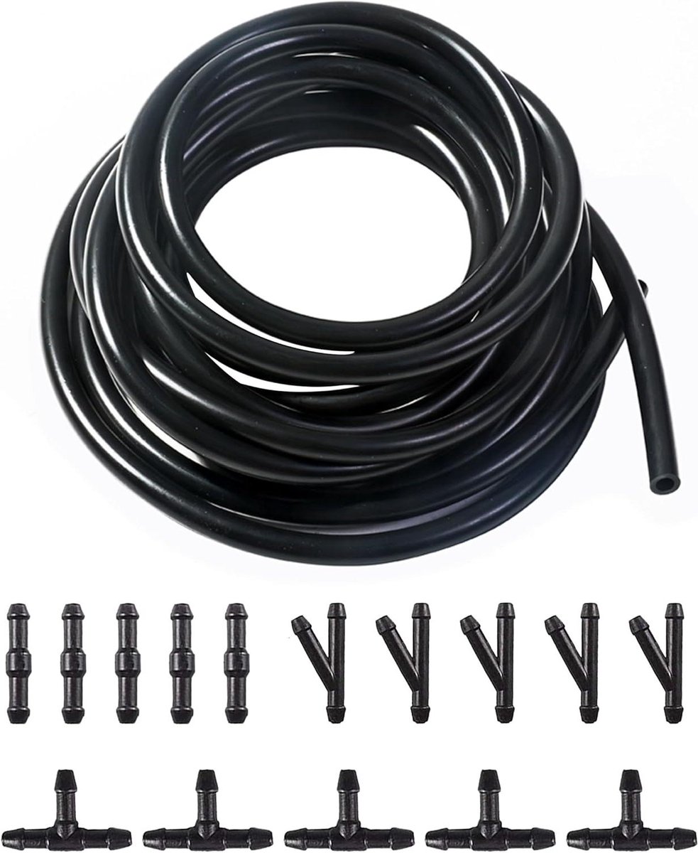 Ruitensproeier Slang Kit - Wasvloeistof Tubing - Voorruit Reinigen - Universele Pasvorm - 3 Meter Lengte - Zwart