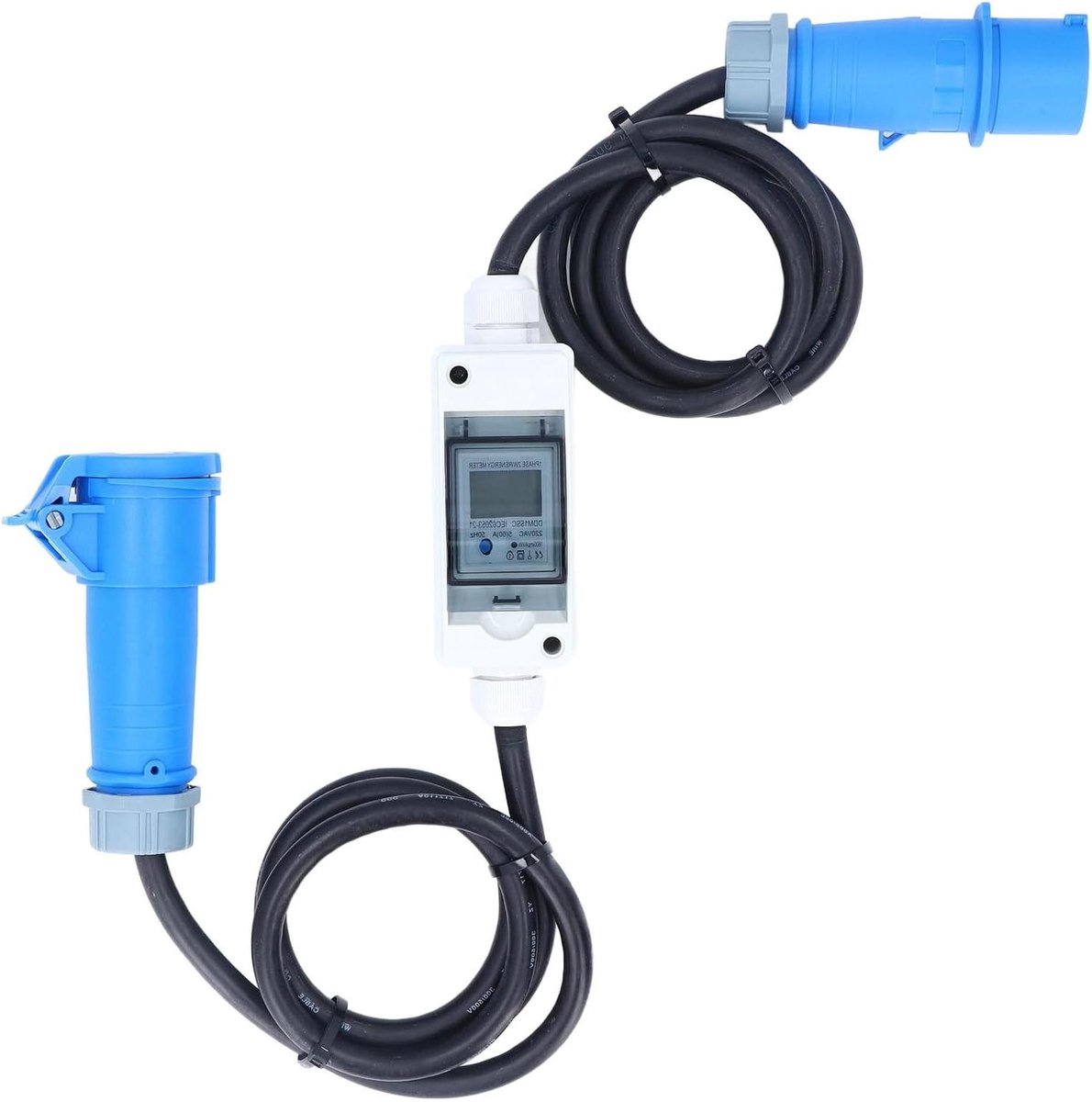 Vermogensmeter Energieverbruik - Wattmeter Stroommonitor - Energieverbruik Meten - IP65 Weerbestendig - 16A 220V - Zwart