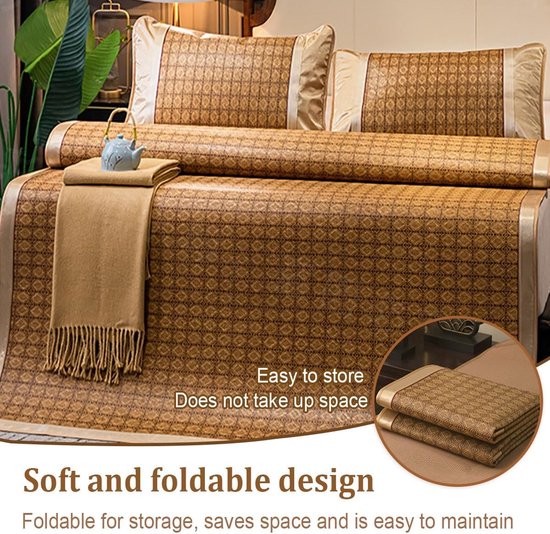 Bamboe Koelmat - Zomer Matras Topper - Koel Slapen - Natuurlijk Ademend - 200 cm - Meerkleurig — afbeelding 5